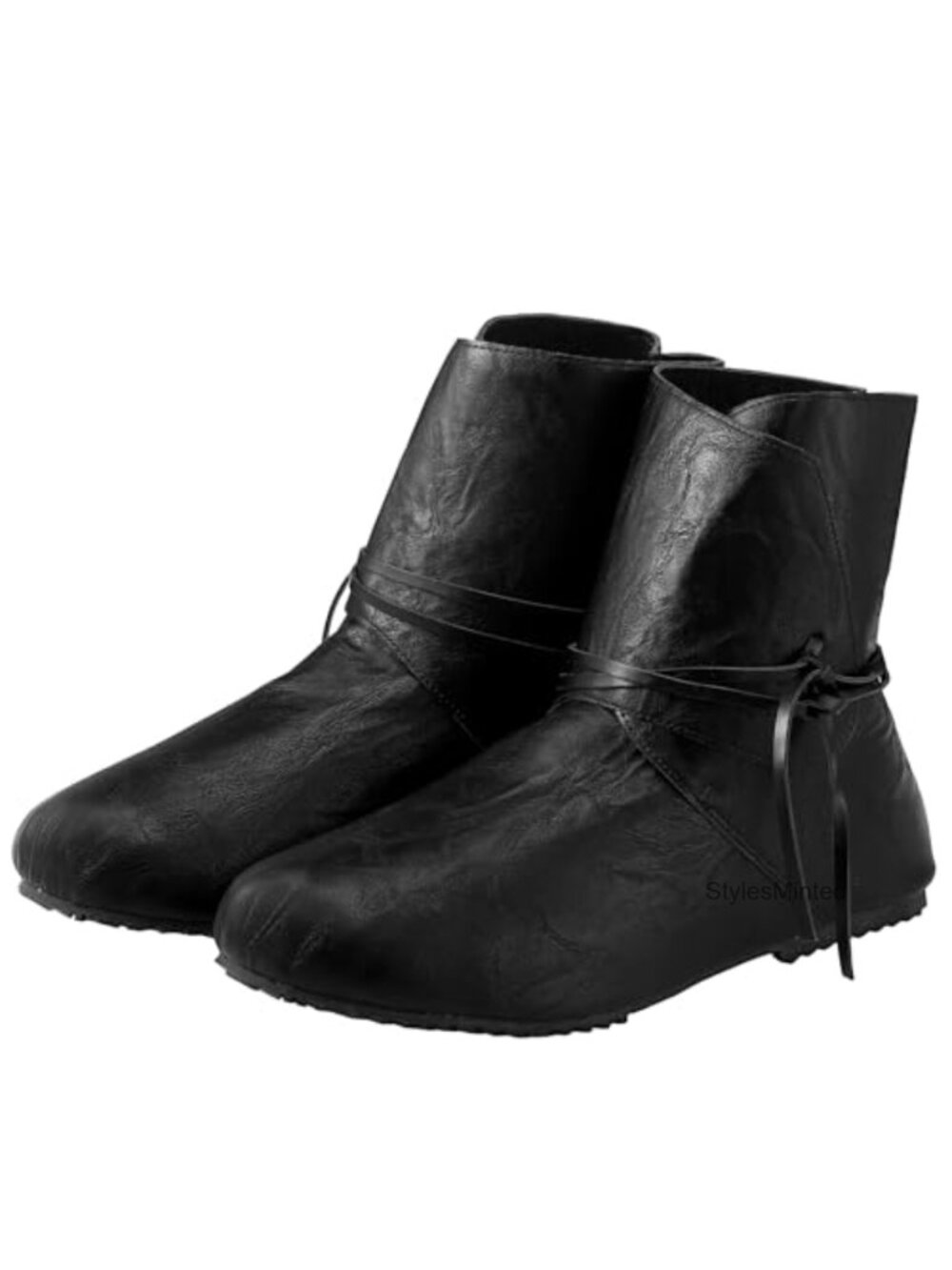 Men Renaissance Pirate Costume Boots Synthetic Leather Lace Up Halloween